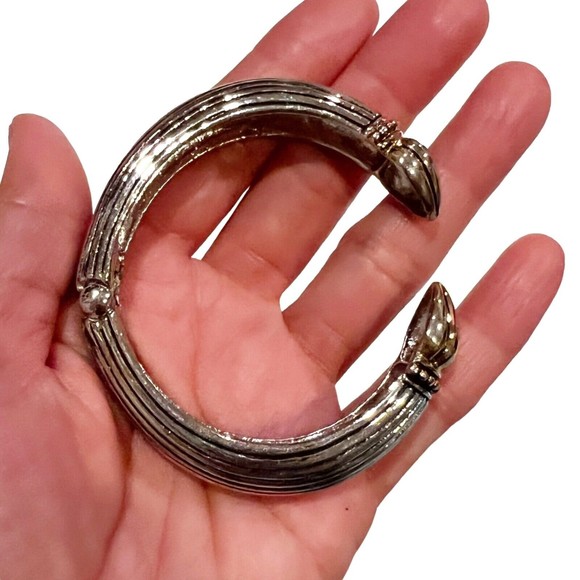 Hinged Cuff Bracelet Renaissance Medieval Revival Jewelry Chuncky Heavy - Picture 2 of 9